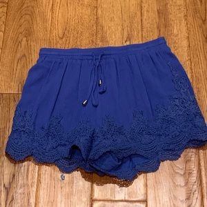 Francesca’s Blue Embroidered Shorts- S